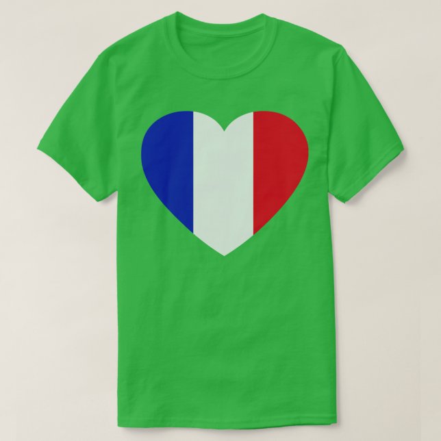 Camiseta Eu Amo França HeartShaped French Flag (Frente do Design)