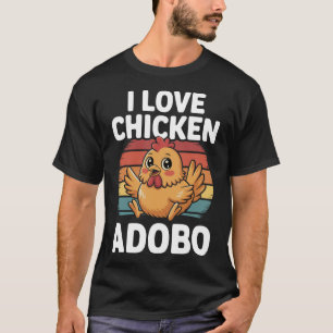 Camiseta Eu Amo Frango Adobo Design Divertido de Comida Fil