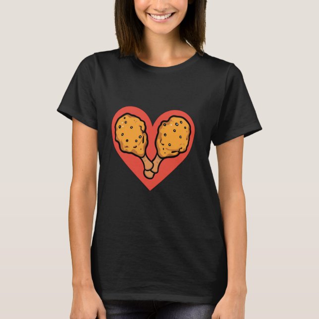 Camiseta Eu Amo Frango Frito Coração Engraçado Frangos Frit (Frente)