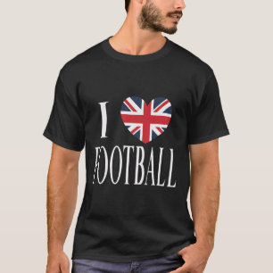Camiseta Eu Amo Futebol Bandeira da Grã-Bretanha Coração Fu