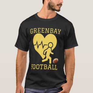 Camiseta Eu Amo Futebol de Greenbay, Garotas Mãe Coração de