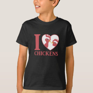 Camiseta Eu Amo Galinhas Bonitas Em Galo De Coração
