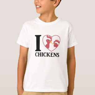 Camiseta Eu Amo Galinhas Bonitas Em Galo De Coração