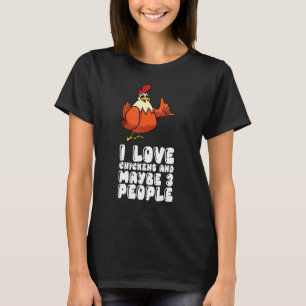 Camiseta Eu Amo Galinhas E Talvez 3 Pessoas