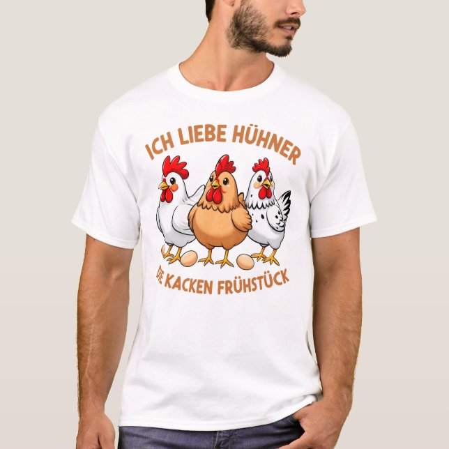 Camiseta Eu amo galinhas - Elas cacam café da manhã - (Frente)
