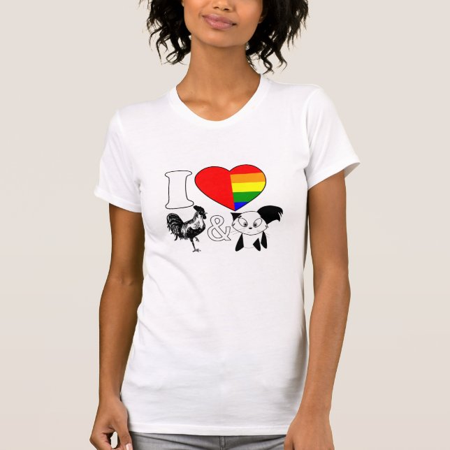 Camiseta Eu amo galos e gatos - meninas bissexuais da (Frente)