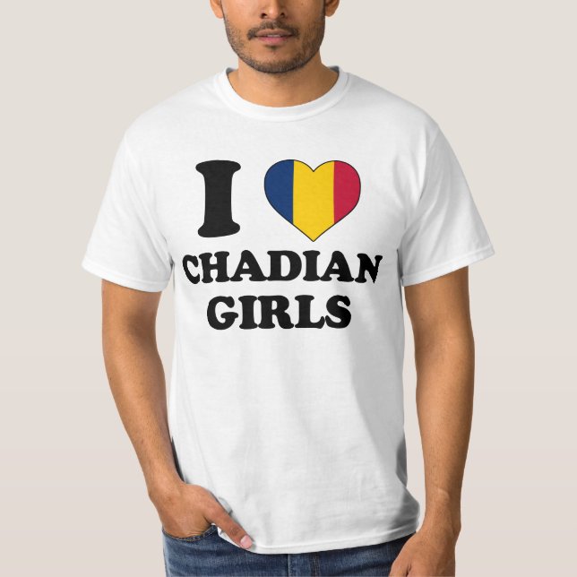 Camiseta Eu amo garotas chadianas (Frente)