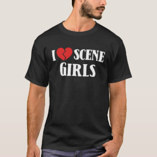 Camiseta Eu Amo Garotas da Cena 90 s 2000 s Gótica Punk Emo