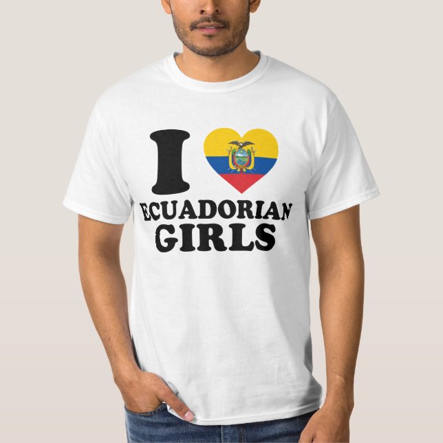 Camiseta Eu Amo Garotas Equatorianas Bandeira do Equador Co (Frente)
