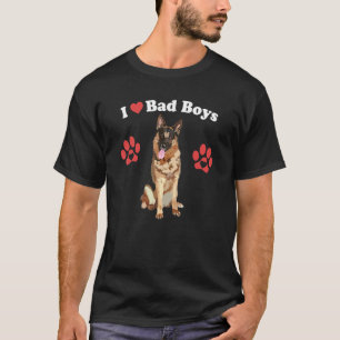 Camiseta Eu Amo Garotos Maus   Mãe Cachorro Pastor Alemão M