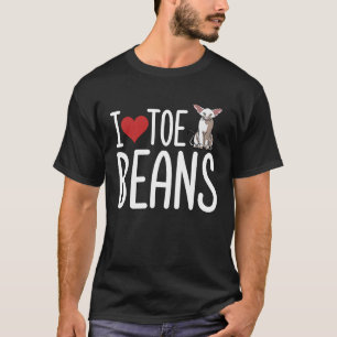 Camiseta Eu Amo Gato De Feijões Orientais E Curtos