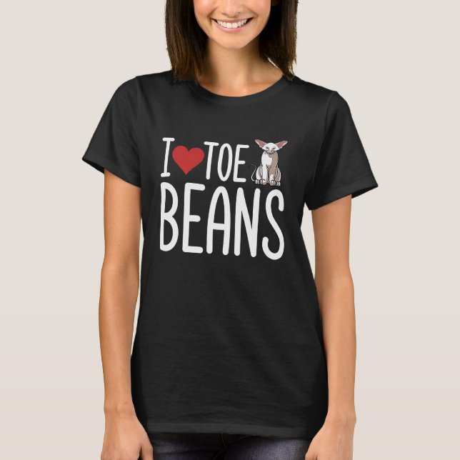 Camiseta Eu Amo Gato De Feijões Orientais E Curtos (Frente)