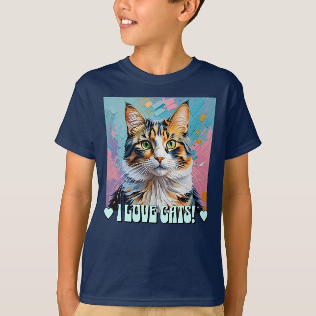 Camiseta Eu Amo Gatos! (Frente)