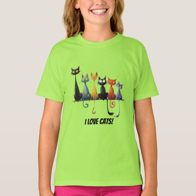 Camiseta Eu amo gatos (Frente)