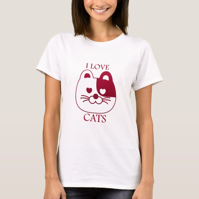 Camiseta Eu amo gatos (Frente)