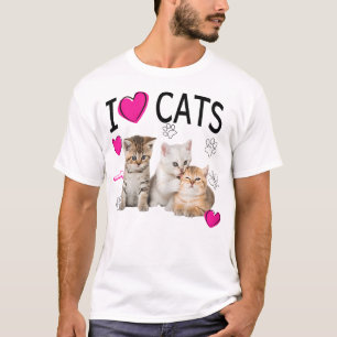 Camiseta Eu Amo Gatos Amante de gatos Eu amo gatinhos