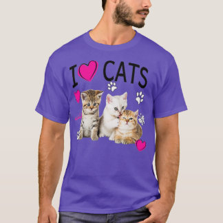 Camiseta Eu Amo Gatos Amo Gatos Amo Gatinhos