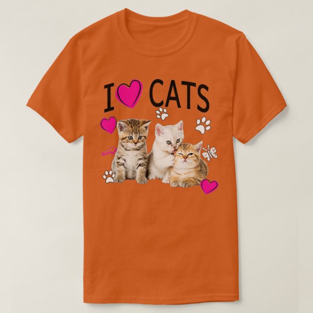 Camiseta Eu Amo Gatos Amo Gatos Amo Gatinhos (Frente do Design)
