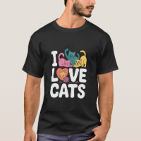 Eu Amo Gatos Colorido Fofinho Gatinho Coração Fio