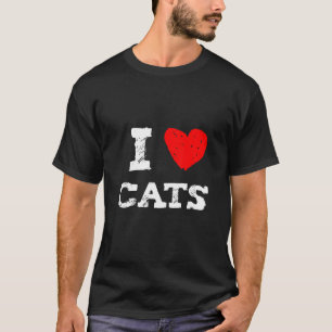 Camiseta Eu amo gatos com coração vermelho perfeito para a
