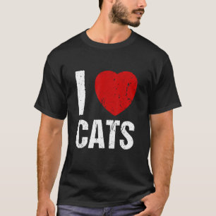 Camiseta Eu amo gatos coração cat