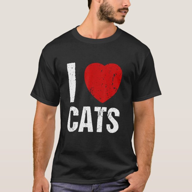 Camiseta Eu amo gatos coração cat (Frente)