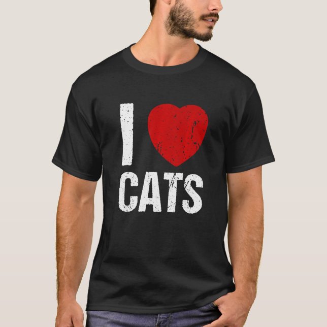 Camiseta Eu amo gatos coração cat (Frente)