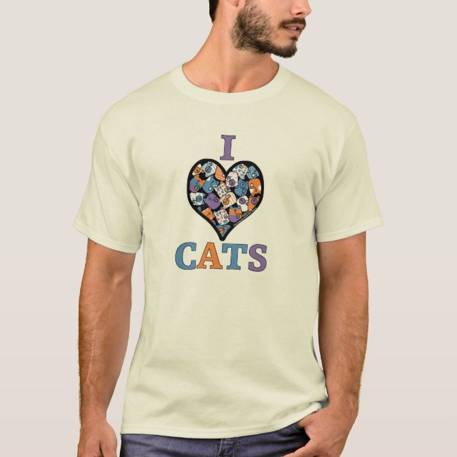 Camiseta Eu Amo Gatos - Coração Colulial (Frente)