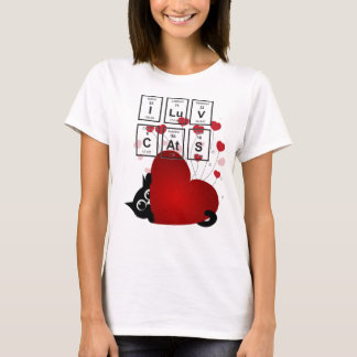 Camiseta Eu Amo Gatos Corações Caprichosos