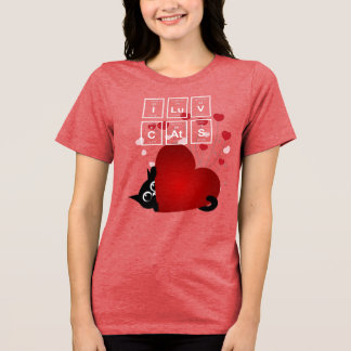 Camiseta Eu Amo Gatos Corações Caprichosos