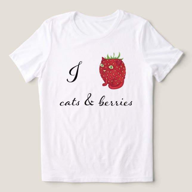 Camiseta Eu amo gatos e berries (Design frontal)