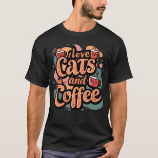 Camiseta Eu Amo Gatos e Garota do Café