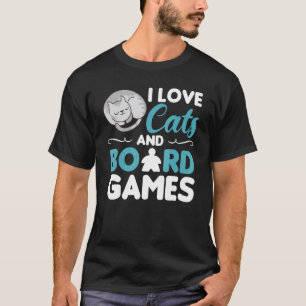 Camiseta Eu amo gatos e jogos de tabuleiro gato gatos jogo