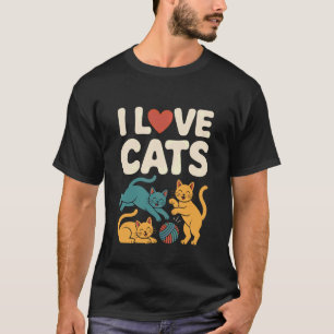 Camiseta Eu Amo Gatos Gatinhos Divertidos Bola de Fio