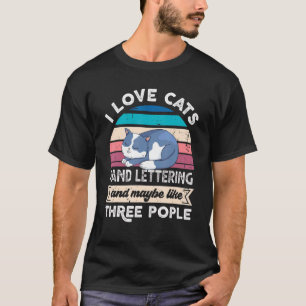 Camiseta Eu Amo Gatos Letra à Mão E Como Três Pessoas