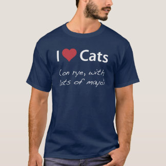 Camiseta Eu amo gatos (no centeio, com lotes de Mayo)