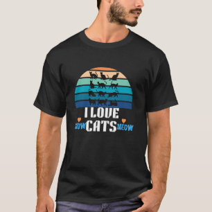 CAMISETA EU AMO GATOS SILHUETA DE GATO RETRÔ ENGRAÇADO PÔR 
