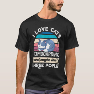 Camiseta Eu Amo Gatos Skimboarding E Como Três Pessoas