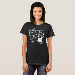 Camiseta Eu amo gatos tshirt engraçado Bonnie e de Clyde d