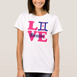 Camiseta ♊! Eu Amo Gemini-Best-Zodiac Sinal Slim-Hit