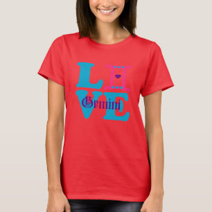 Camiseta ♊! Eu Amo Gemini-Best-Zodiac Sinal Slim-Hit