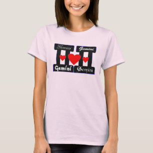 Camiseta ♊! Eu Amo Gemini-Best-Zodiac Sinal Slim-Hit