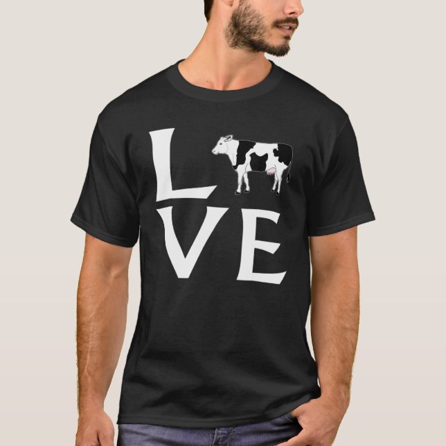 Camiseta Eu Amo Gif de Vaca Fofa (Frente)