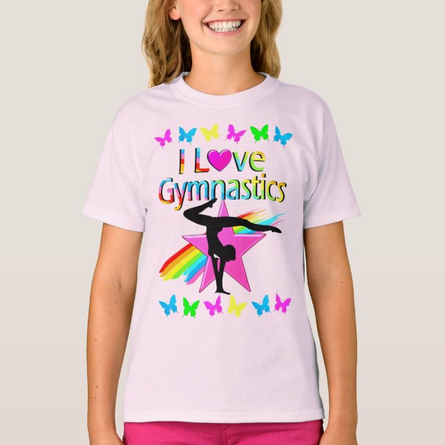 CAMISETA EU AMO GINÁSTICA RAINBOW GYMNAST GIRL DESIGN (Frente)