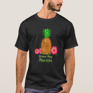Camiseta Eu Amo Grass Key Flórida Fl Pineapple Floral