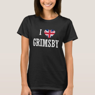 Camiseta Eu Amo Grimsby Inglaterra Bandeira Union Jack Cora