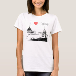 Camiseta Eu Amo Grodno Belarus Architecture Sketch Castle