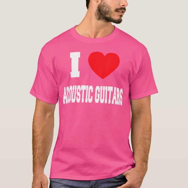 Camiseta Eu Amo Guitarras Acústicas (Frente)