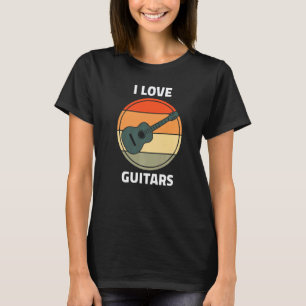 Camiseta Eu Amo Guitarras Amante Do Rock And Roll Guitarra
