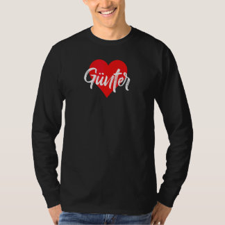 Camiseta Eu amo Günter Primeiro nome Amor Coração